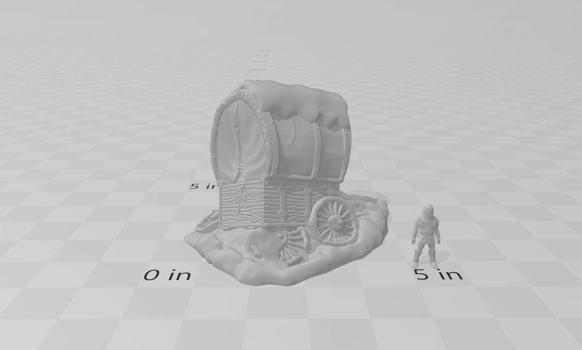 Broken Snowy Wagon - EC3D | DnD | Tabletop Terrain | Snow | Scatter Scenery | 32mm | Pathfinder | Frostgrave | TTRPG | Wargaming-2