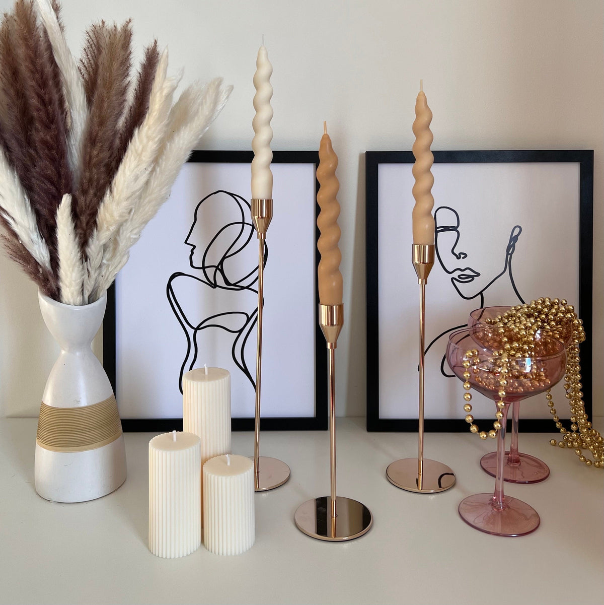 Twisted Soy Wax Taper Candle | Handmade Home Decor-8