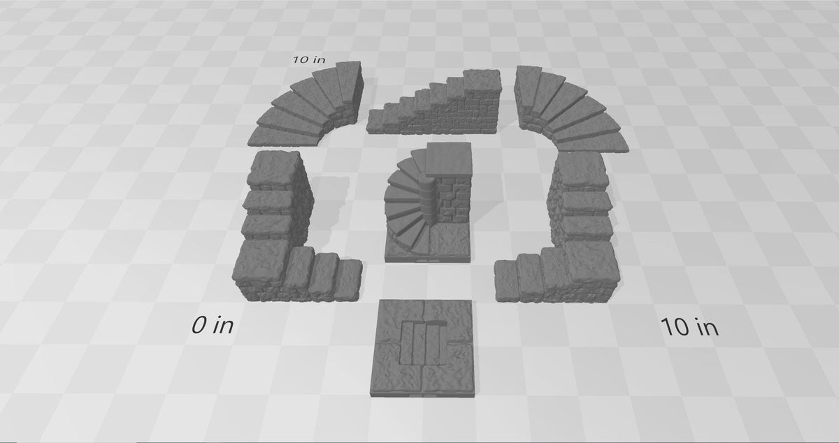 Dungeon Style Stairs Tiles - DnD 5E, Pathfinder 2E - Dungeon Tiles, DragonLock, Fat Dragon Games, Terrain | 1" / 28mm Scale | Accessories-1