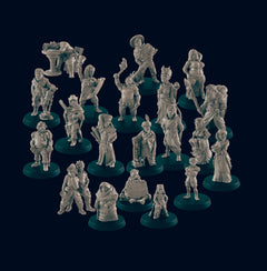 20 Human Villager Miniature Pack - EC3D | DnD | Smithy | Villager | Merchant | Noble | 32mm | Pathfinder | commoner | TTRPG | Wargaming-1