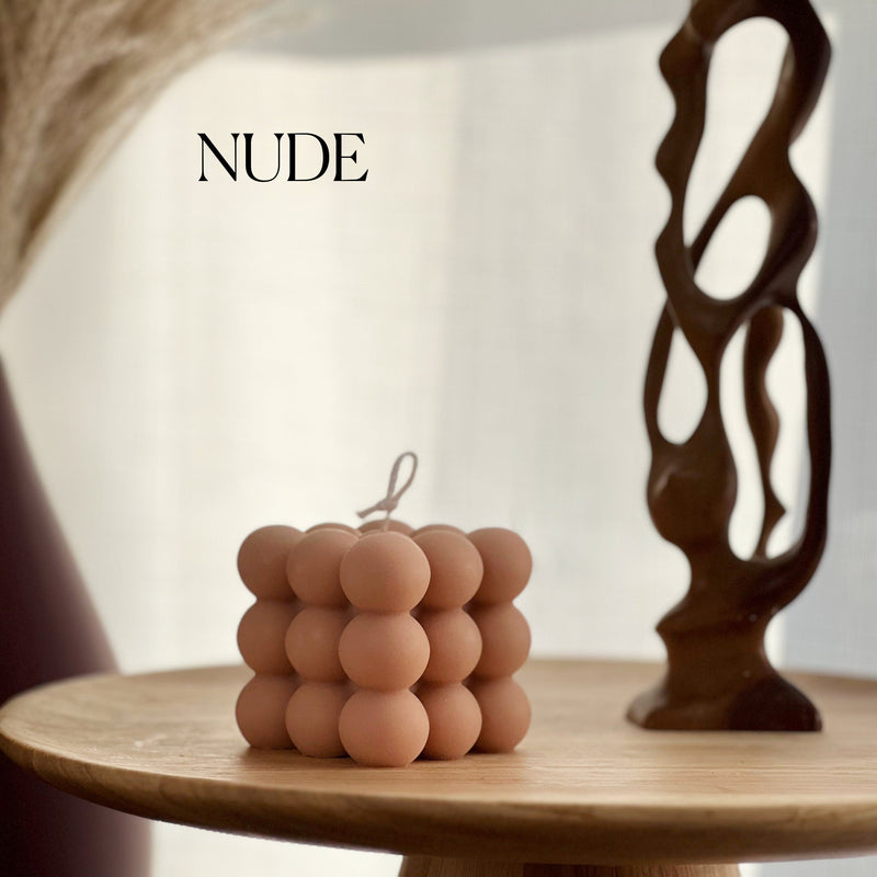 Bubble Cube Candle: Decorative Soy Wax Pillar, Handmade-3