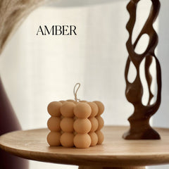 Bubble Cube Candle: Decorative Soy Wax Pillar, Handmade-6