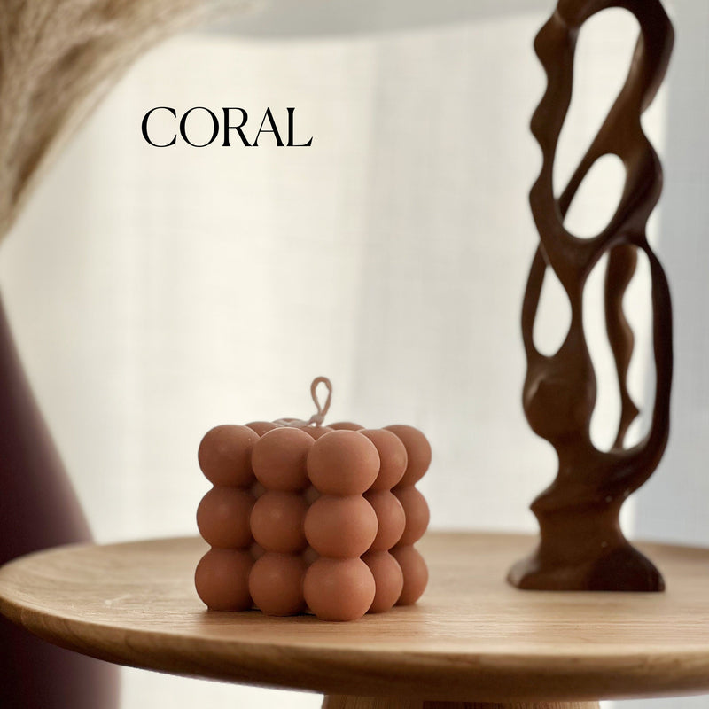 Bubble Cube Candle: Decorative Soy Wax Pillar, Handmade-2