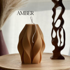 Large Ribbed Swirl Soy Candle: Abstract Geometric Decor-6