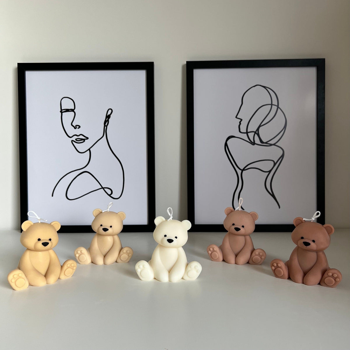 Teddy Bear Candle | Decorative Soy Wax Pillar, Nursery Decor-2
