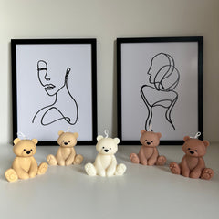 Teddy Bear Candle | Decorative Soy Wax Pillar, Nursery Decor-2
