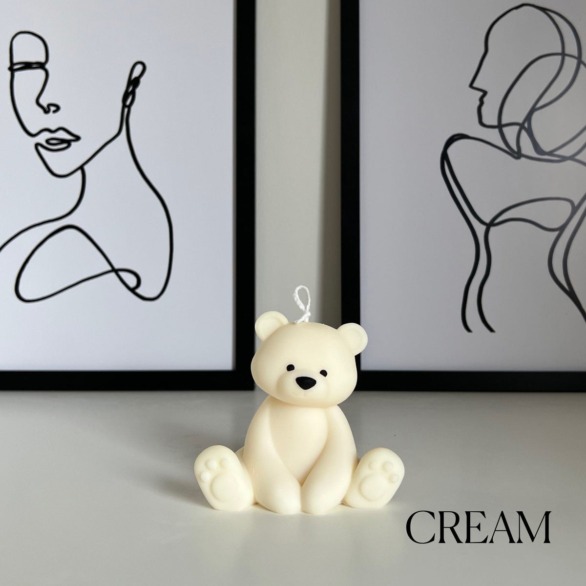 Teddy Bear Candle | Decorative Soy Wax Pillar, Nursery Decor-5