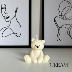 Teddy Bear Candle | Decorative Soy Wax Pillar, Nursery Decor-5