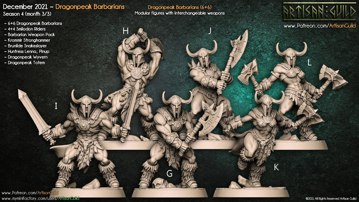 Dragonpeak Barbarians - Artisan Guild | Barbarian | Fighter | Male | Female | Fantasy | Melee | Frostgrave | DnD | Pathfinder-2