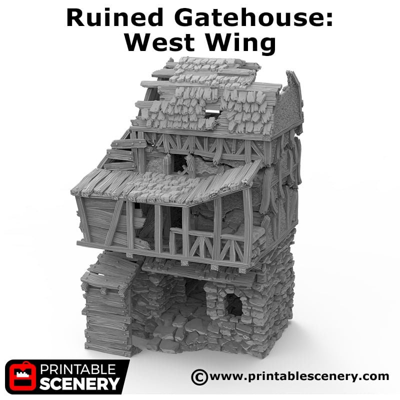 Ruined Gatehouse West Wing - Shadowfey Ruins, DnD, Pathfinder 15mm, 28mm, 32mm, wargaming scenery, tabletop terrain, building-2