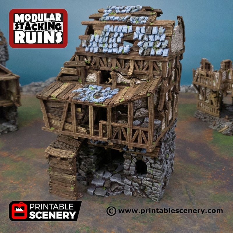 Ruined Gatehouse West Wing - Shadowfey Ruins, DnD, Pathfinder 15mm, 28mm, 32mm, wargaming scenery, tabletop terrain, building-1
