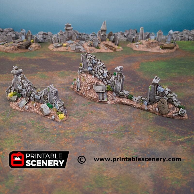 Hallowed Graveyard Walls - Shadowfey Ruins, DnD, Pathfinder 15mm, 28mm, 32mm, wargaming scenery, tabletop terrain, building-7