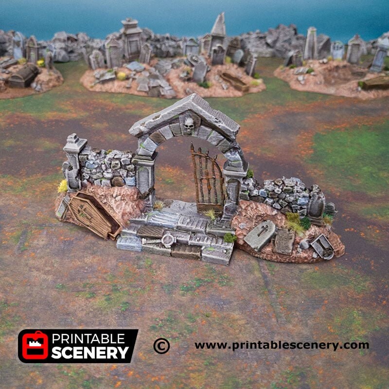 Hallowed Graveyard Walls - Shadowfey Ruins, DnD, Pathfinder 15mm, 28mm, 32mm, wargaming scenery, tabletop terrain, building-8