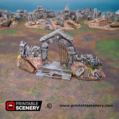 Hallowed Graveyard Walls - Shadowfey Ruins, DnD, Pathfinder 15mm, 28mm, 32mm, wargaming scenery, tabletop terrain, building-8