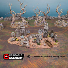 Hallowed Graveyard Hills - Shadowfey Ruins, DnD, Pathfinder 15mm, 28mm, 32mm, wargaming scenery, tabletop terrain, building-2