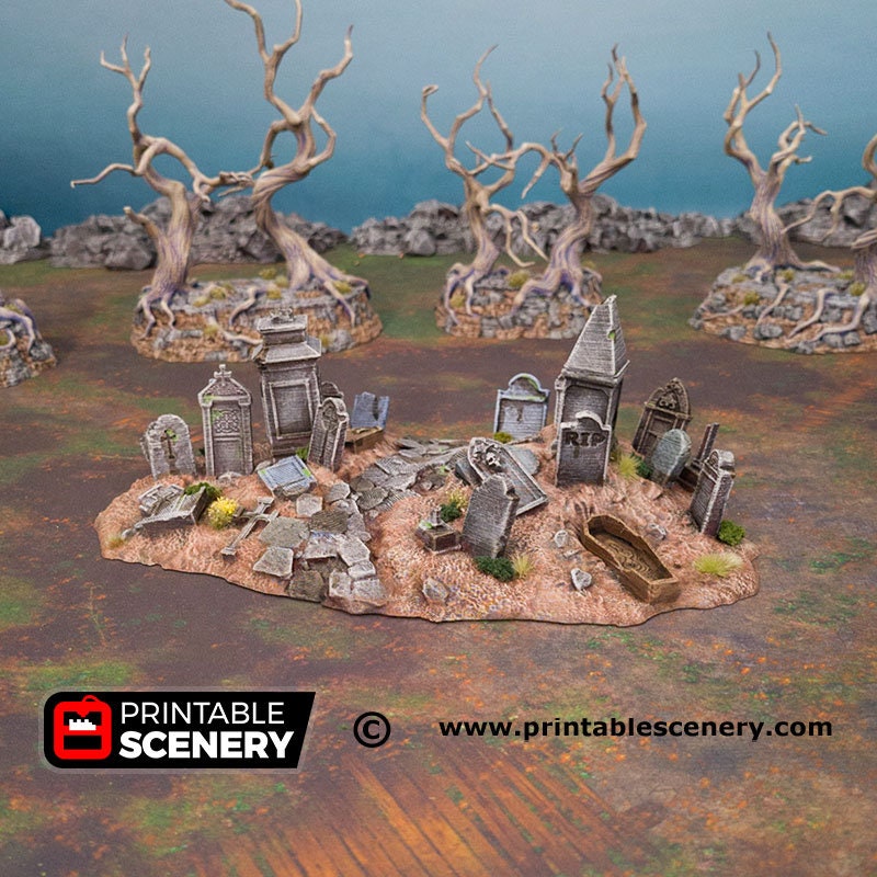 Hallowed Graveyard Hills - Shadowfey Ruins, DnD, Pathfinder 15mm, 28mm, 32mm, wargaming scenery, tabletop terrain, building-2