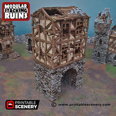Ruined Gatehouse Entrance Gate - Shadowfey Ruins, DnD, Pathfinder 15mm, 28mm, 32mm, wargaming scenery, tabletop terrain, building-2