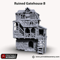 Ruined Gatehouse East Wing - Shadowfey Ruins, DnD, Pathfinder 15mm, 28mm, 32mm, wargaming scenery tabletop terrain, building-2