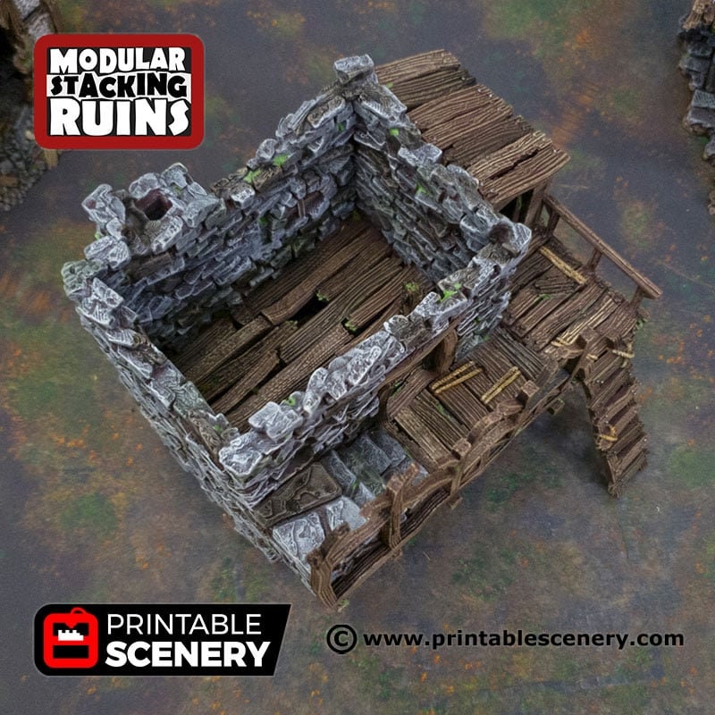 Ruined Gatehouse East Wing - Shadowfey Ruins, DnD, Pathfinder 15mm, 28mm, 32mm, wargaming scenery tabletop terrain, building-6