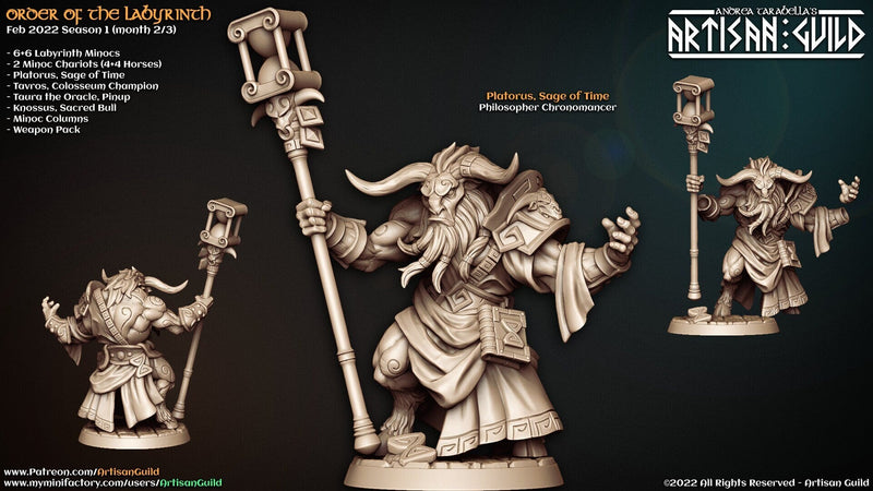 Platorus Sage of Time - Artisan Guild | Minotaur | Cleric | Sorcerer | Male | Fantasy | Wizard | Labyrinth | Frostgrave | DnD | Pathfinder-1