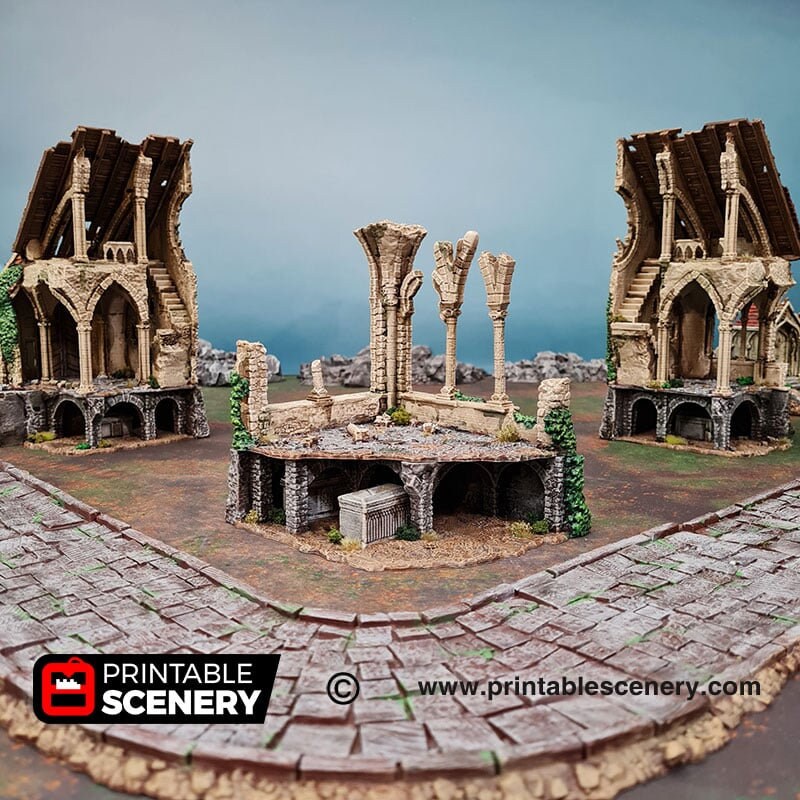 Ruined Nave and Chancel - Shadowfey Ruins, DnD, Pathfinder 15mm, 28mm, 32mm, wargaming terrain, Church, Cathedral, Ruins-3