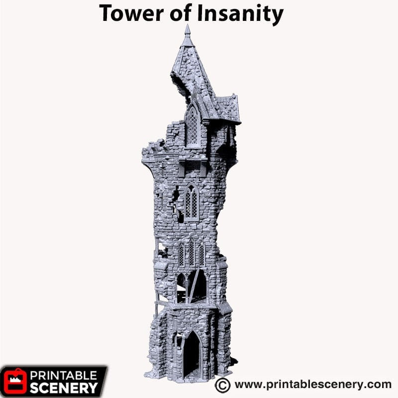 Tower of Insanity - Shadowfey Ruins, DnD, Pathfinder 15mm, 28mm, 32mm, wargaming scenery, tabletop terrain, building-3