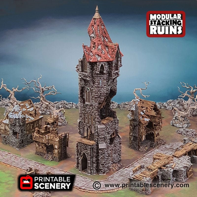 Tower of Insanity - Shadowfey Ruins, DnD, Pathfinder 15mm, 28mm, 32mm, wargaming scenery, tabletop terrain, building-1