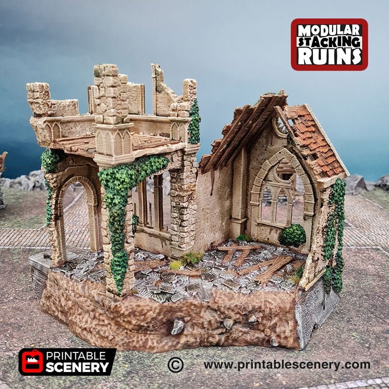 Bell Tower and Sept - Shadowfey Ruins, DnD, Pathfinder 15mm, 28mm, 32mm, wargaming scenery, belltower, building, D&D-5