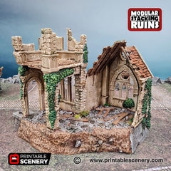 Bell Tower and Sept - Shadowfey Ruins, DnD, Pathfinder 15mm, 28mm, 32mm, wargaming scenery, belltower, building, D&D-5