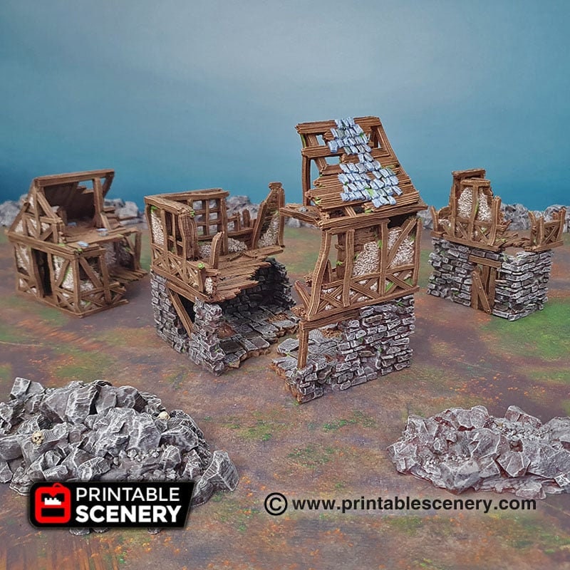 Ruined Quarter - Shadowfey Ruins, DnD, Pathfinder, modular, 15mm, 28mm, 32mm, wargaming scenery, belltower, building, D&D-4