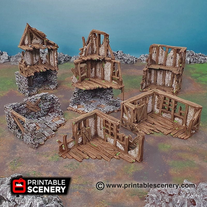 Ruined Quarter - Shadowfey Ruins, DnD, Pathfinder, modular, 15mm, 28mm, 32mm, wargaming scenery, belltower, building, D&D-5