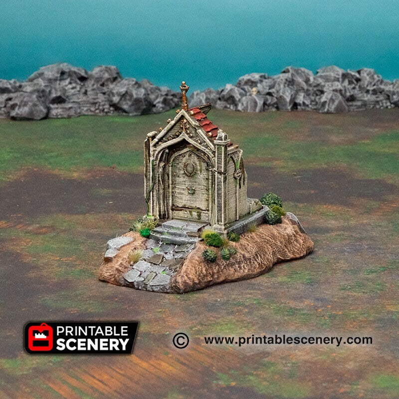Hallowed Mausoleums - Shadowfey Ruins, DnD, Pathfinder, modular, 15mm, 28mm, 32mm, wargaming scenery, graveyard, cemetery, D&D-4