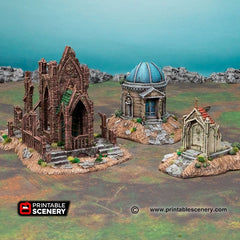 Hallowed Mausoleums - Shadowfey Ruins, DnD, Pathfinder, modular, 15mm, 28mm, 32mm, wargaming scenery, graveyard, cemetery, D&D-1