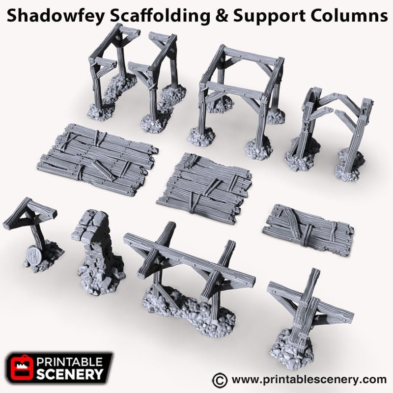 Scaffolding and Support Columns - Shadowfey Ruins, DnD, Pathfinder, 15mm, 28mm, 32mm, wargaming terrain, scatter, D&D, scenery-2