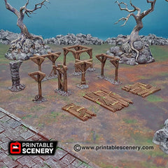 Scaffolding and Support Columns - Shadowfey Ruins, DnD, Pathfinder, 15mm, 28mm, 32mm, wargaming terrain, scatter, D&D, scenery-1