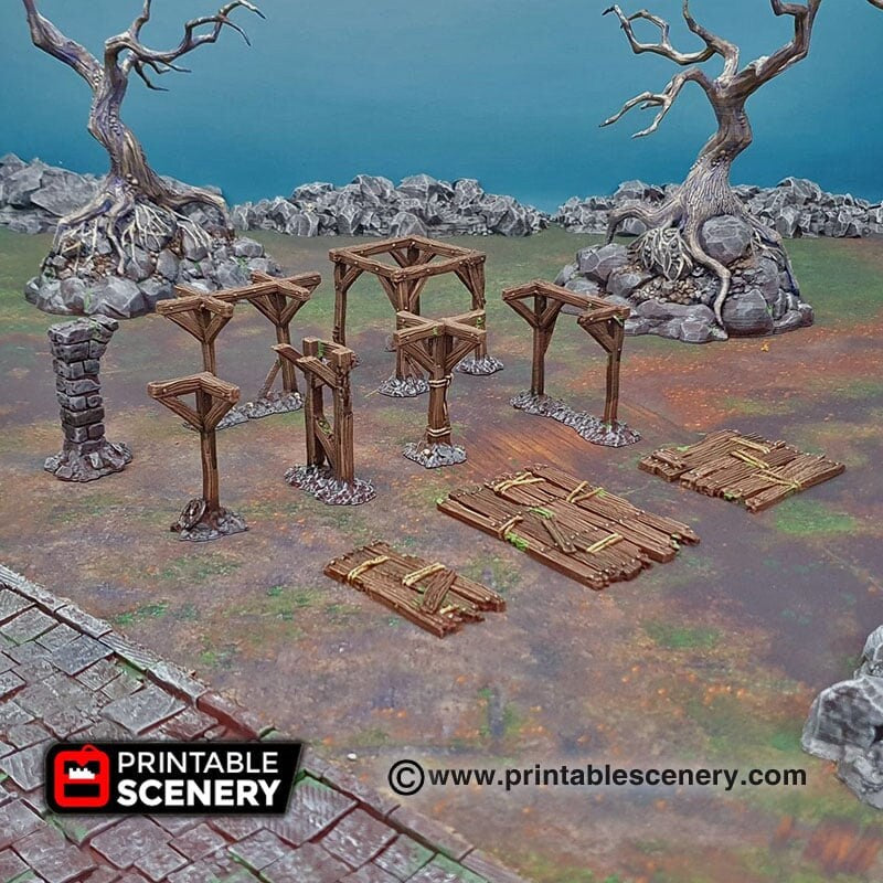 Scaffolding and Support Columns - Shadowfey Ruins, DnD, Pathfinder, 15mm, 28mm, 32mm, wargaming terrain, scatter, D&D, scenery-1