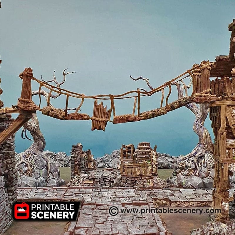 Rope Bridge - Shadowfey Ruins, DnD, Pathfinder, 15mm, 28mm, 32mm, wargaming terrain, scatter, D&D, scenery, jungle-1