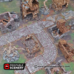 Flagstone Streets - Roads of Ruin Shadowfey, DnD, Pathfinder, 15mm, 28mm, 32mm, wargaming terrain, scatter, D&D, scenery, modular-2