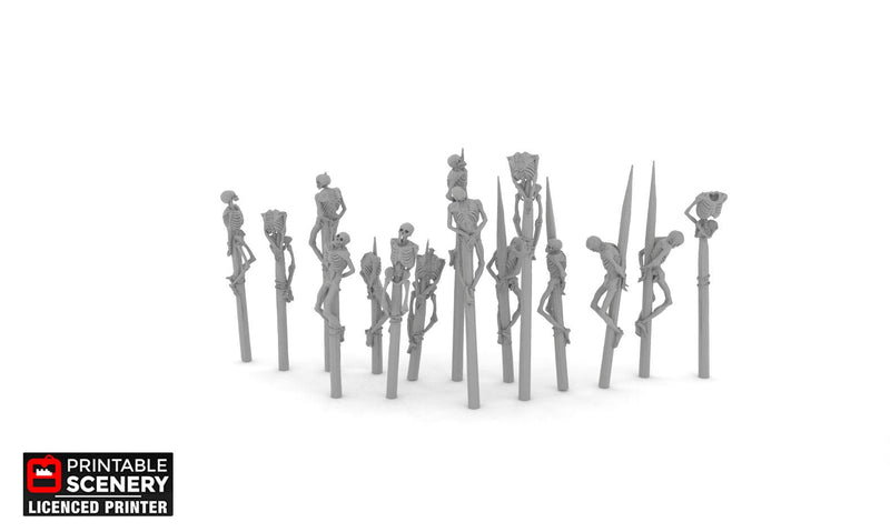 Impaled Skeletons - Shadowfey Ruins, DnD, Pathfinder, 15mm, 28mm, 32mm, wargaming terrain, scatter, D&D, graveyard, cemetery-4