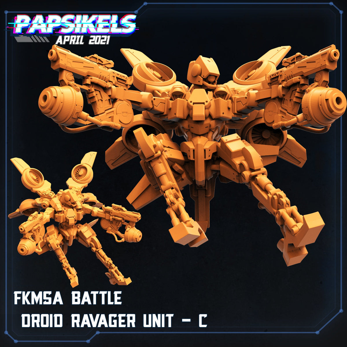 Fukimasa Battle Droid C - Papsikels | Cyberpunk | Scifi | Sci-fi | Futuristic | Ranged | 32mm | Robot | Mechanical | Wargaming | Mech