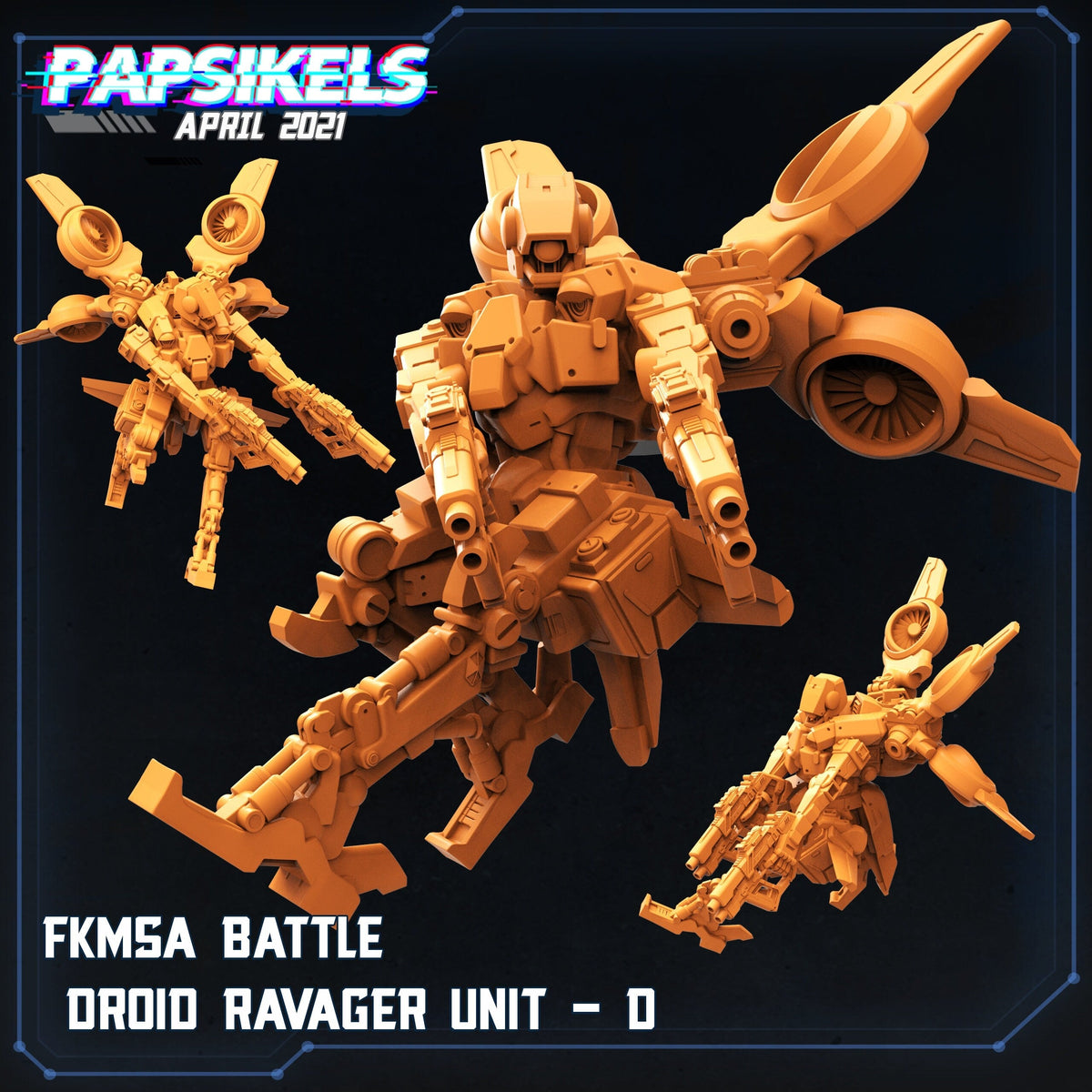 Fukimasa Battle Droid D - Papsikels | Cyberpunk | Scifi | Sci-fi | Futuristic | Ranged | 32mm | Robot | Mechanical | Wargaming | Mech-1