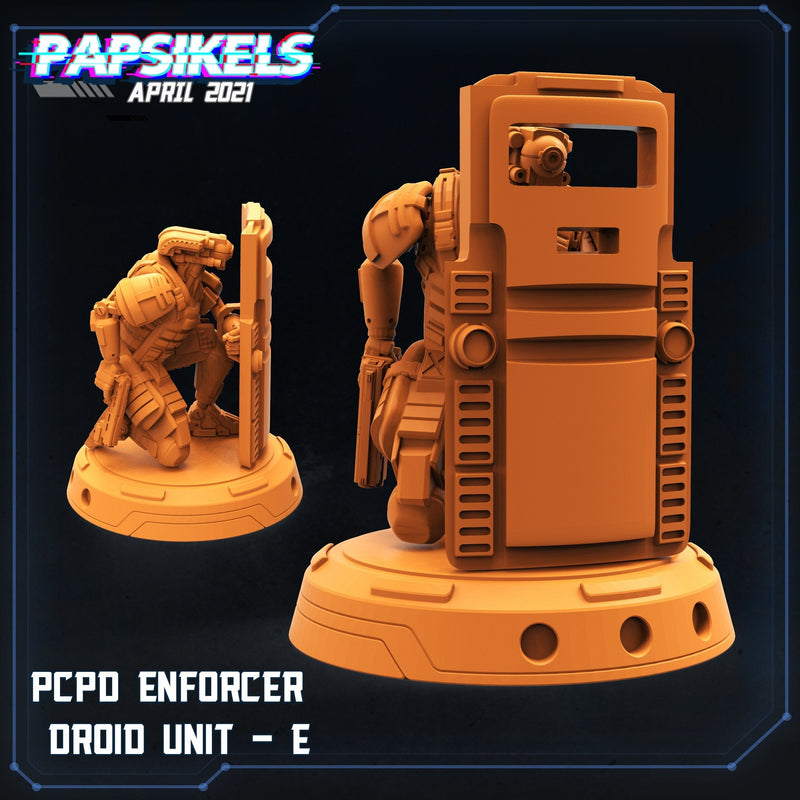 PCPD Enforcer Droid Unit E1 - Papsikels | Cyberpunk | Scifi | Sci-fi | 32mm | Droid | Mechanical | Wargaming | Mech | Police | 32mm-1