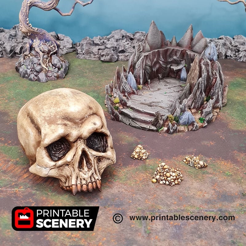 Titan Skull Cave - Shadowfey Wilds, DnD 5E, Pathfinder 2E 15mm, 28mm, 32mm, wargaming terrain, scatter scenery, D&D bolt action-6