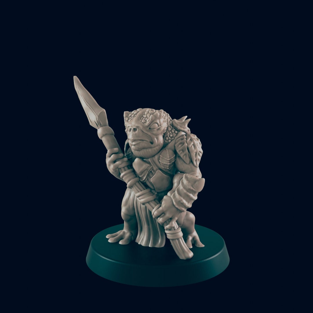Bullywug - EC3D, DnD | Frog | Monster| Swamp | Shaman | Fighter | 32mm | Pathfinder | Fantasy | Wargaming | Frostgrave-4