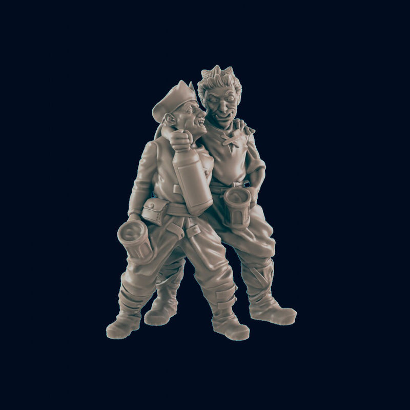Pair of Drunks - EC3D | DnD | tavern | Villager | peasant | male | 32mm | Pathfinder | commoner | TTRPG | Wargaming-1