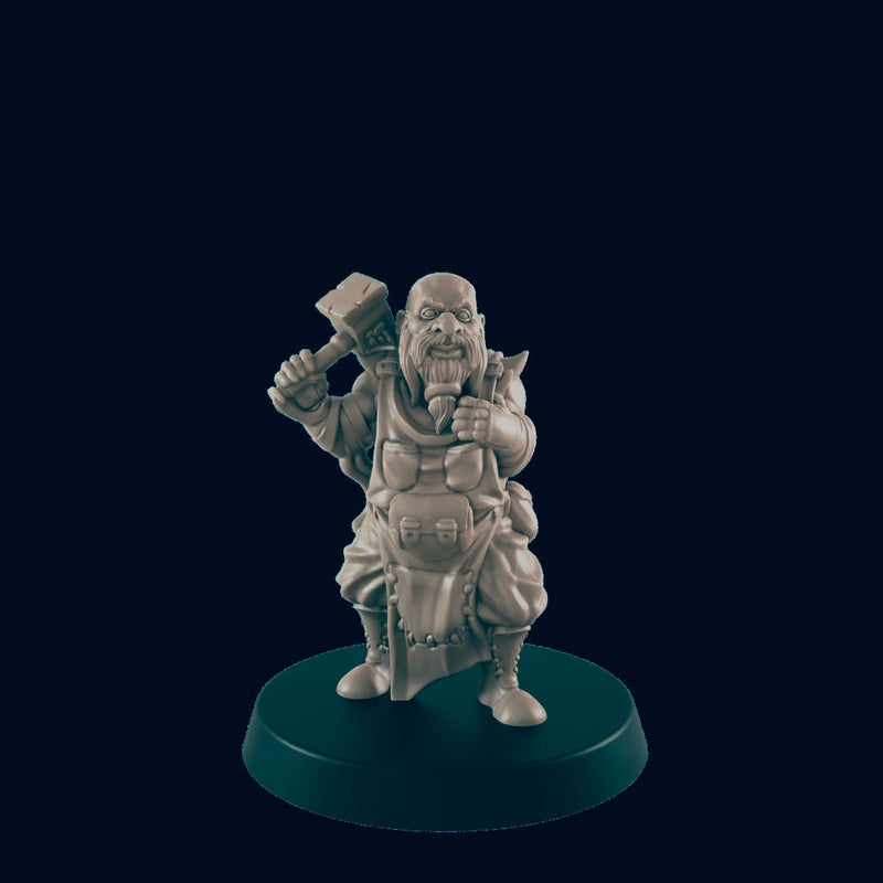 Dwarven Male Blacksmith 1 - EC3D | DnD | Smithy | Villager | Merchant | Male | 32mm | Pathfinder | commoner | TTRPG | Wargaming-1
