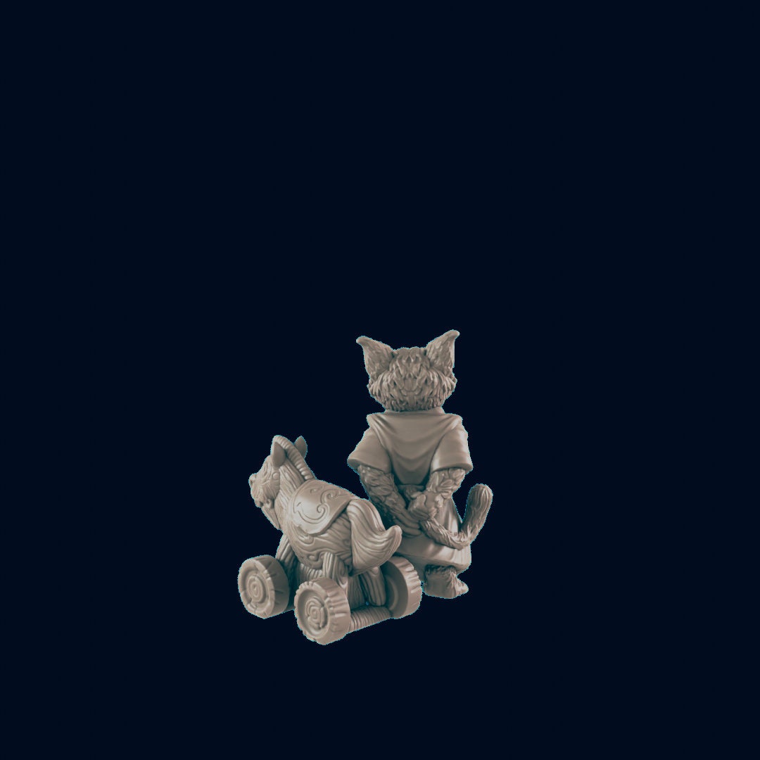 Catfolk Child with Toy - EC3D | DnD | Tabaxi | Child | Villager | Female | Male | 32mm | Pathfinder | commoner | TTRPG | Wargaming-2