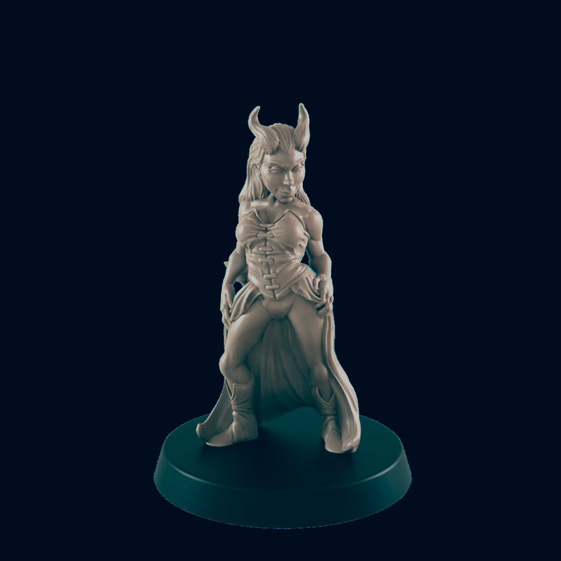 Tiefling Courtesan - EC3D | DnD | Demon | Female | Villager | Pinup | bard | 32mm | Pathfinder | commoner | TTRPG | Wargaming-1