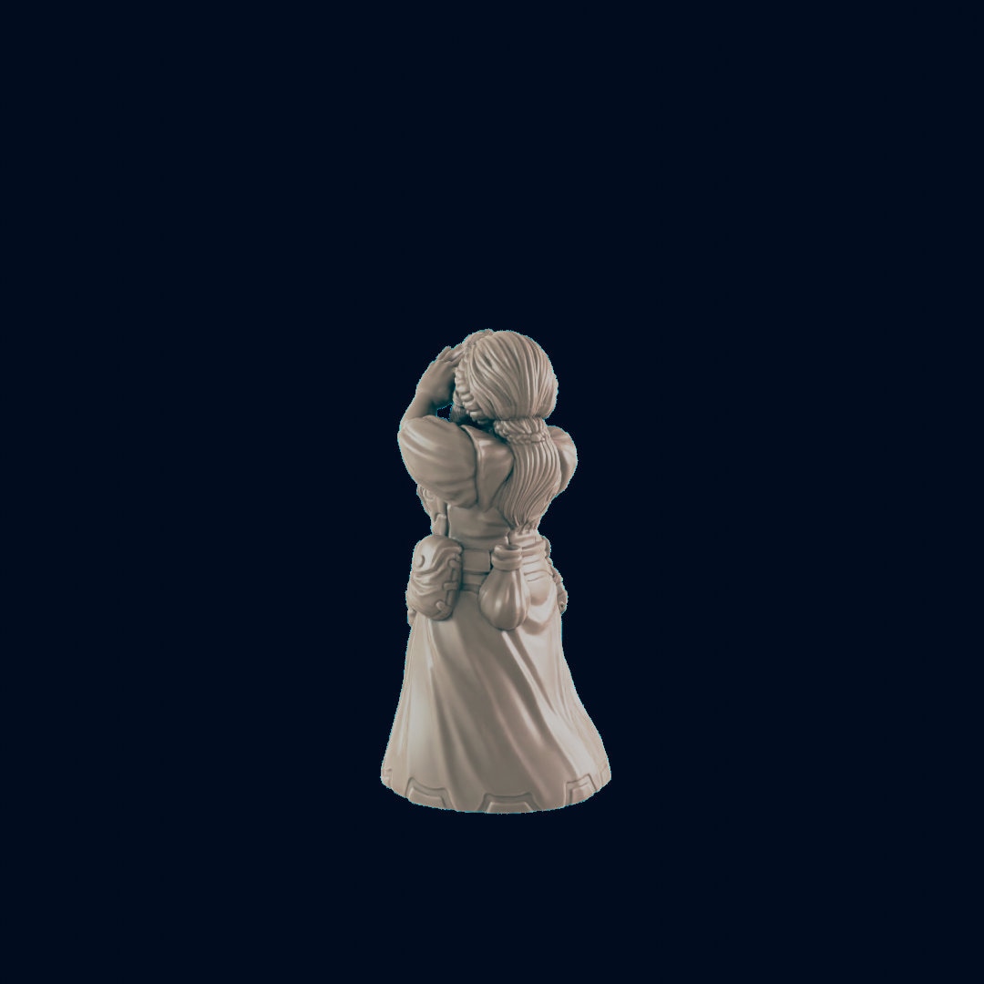 Dwarven Female Shopkeeper - EC3D | DnD | Dwarf | Female | Villager | Peasant | 32mm | Pathfinder | commoner | TTRPG | Wargaming | Merchant-2