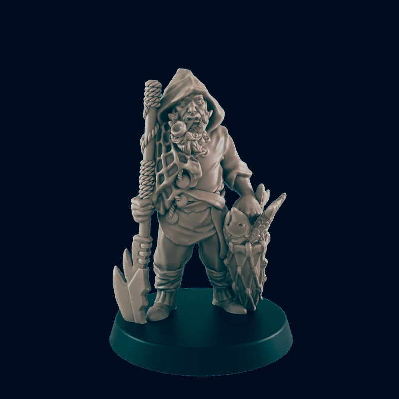 Half-Orc Male Fisherman - EC3D | DnD | Male | Orc | Villager | Peasant | 32mm | Pathfinder | commoner | TTRPG | Wargaming | Fish-1
